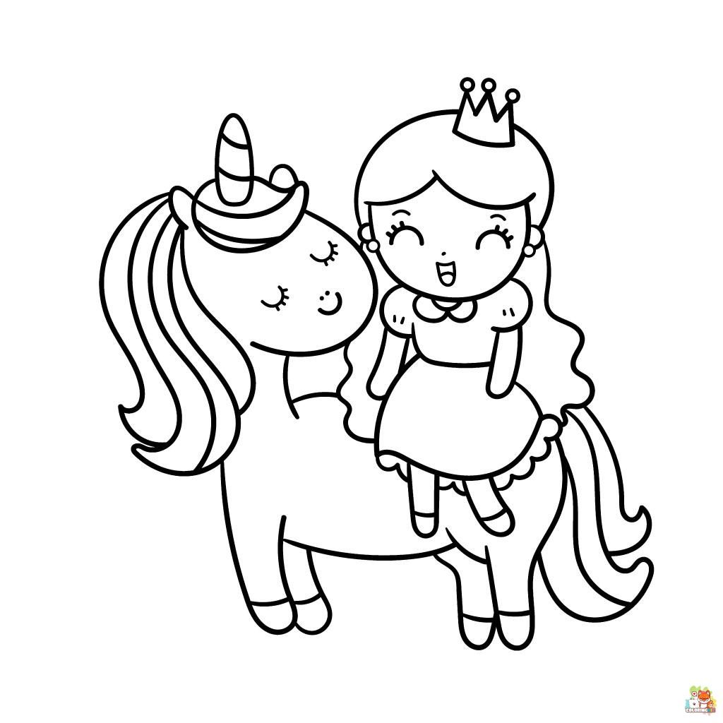 Little Girl On Unicorn Coloring Pages 5