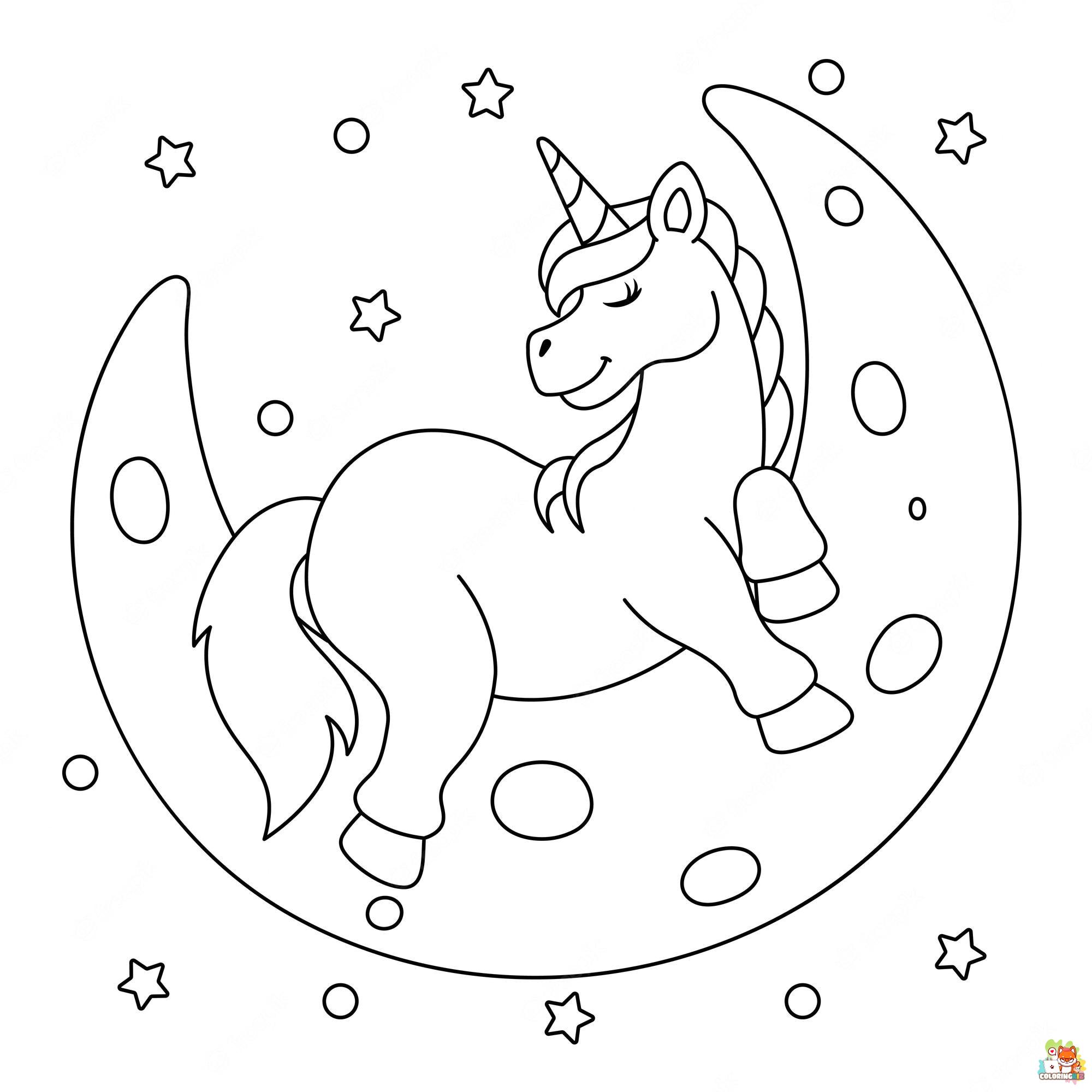 Little Unicorn Sleeping Coloring Pages 10