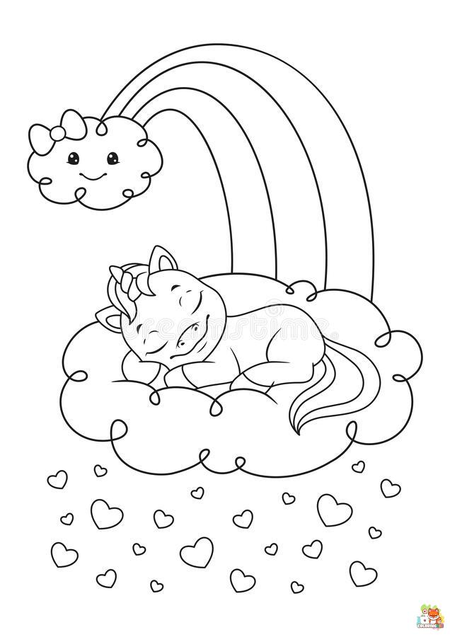 Little Unicorn Sleeping Coloring Pages 3