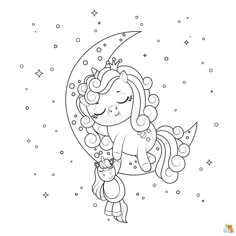 Little Unicorn Sleeping Coloring Pages 5