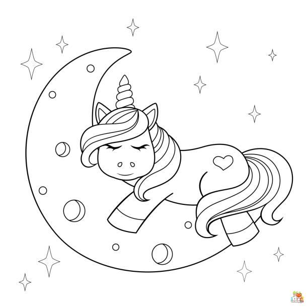 Little Unicorn Sleeping Coloring Pages 6