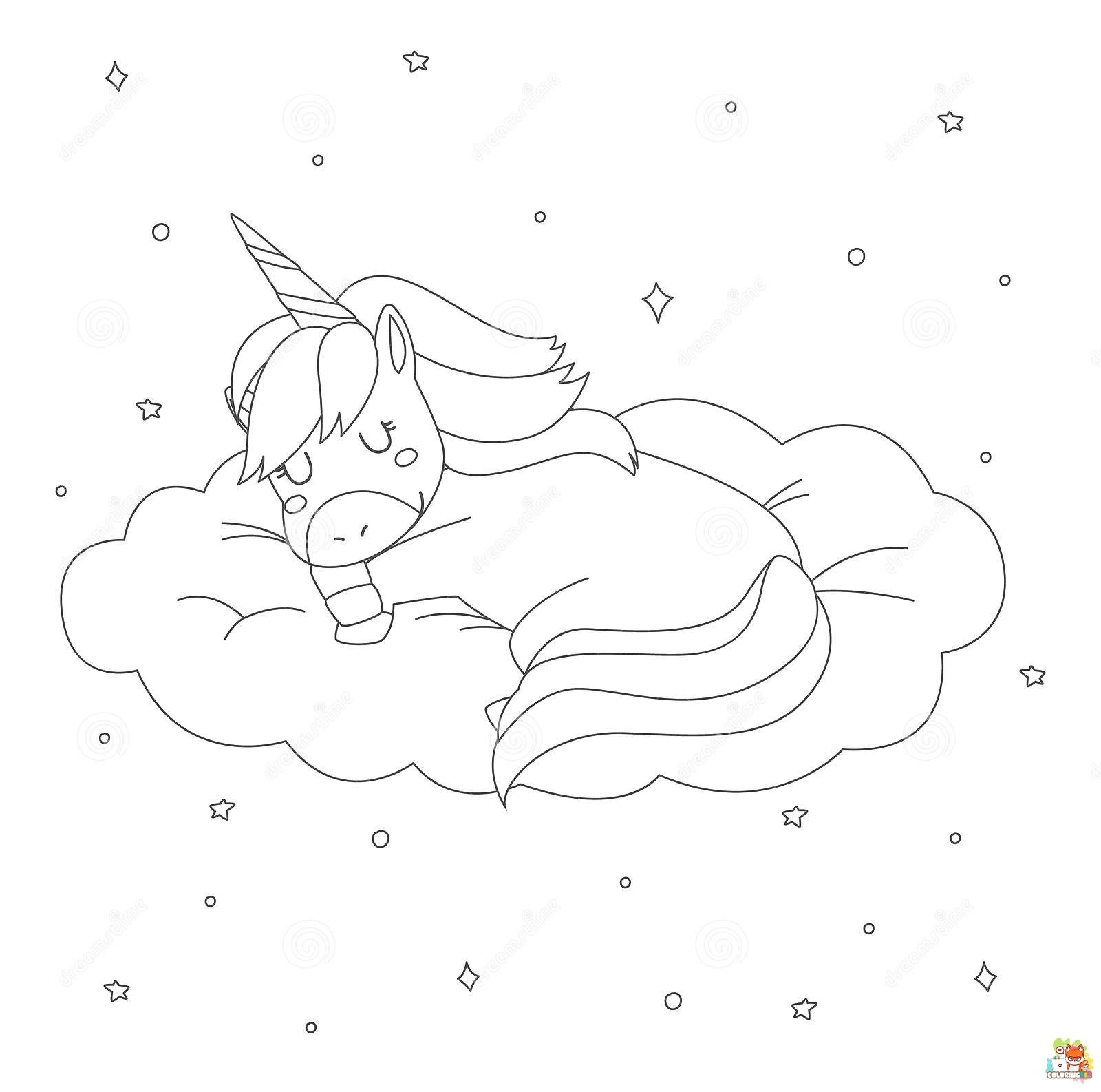 Little Unicorn Sleeping Coloring Pages 7