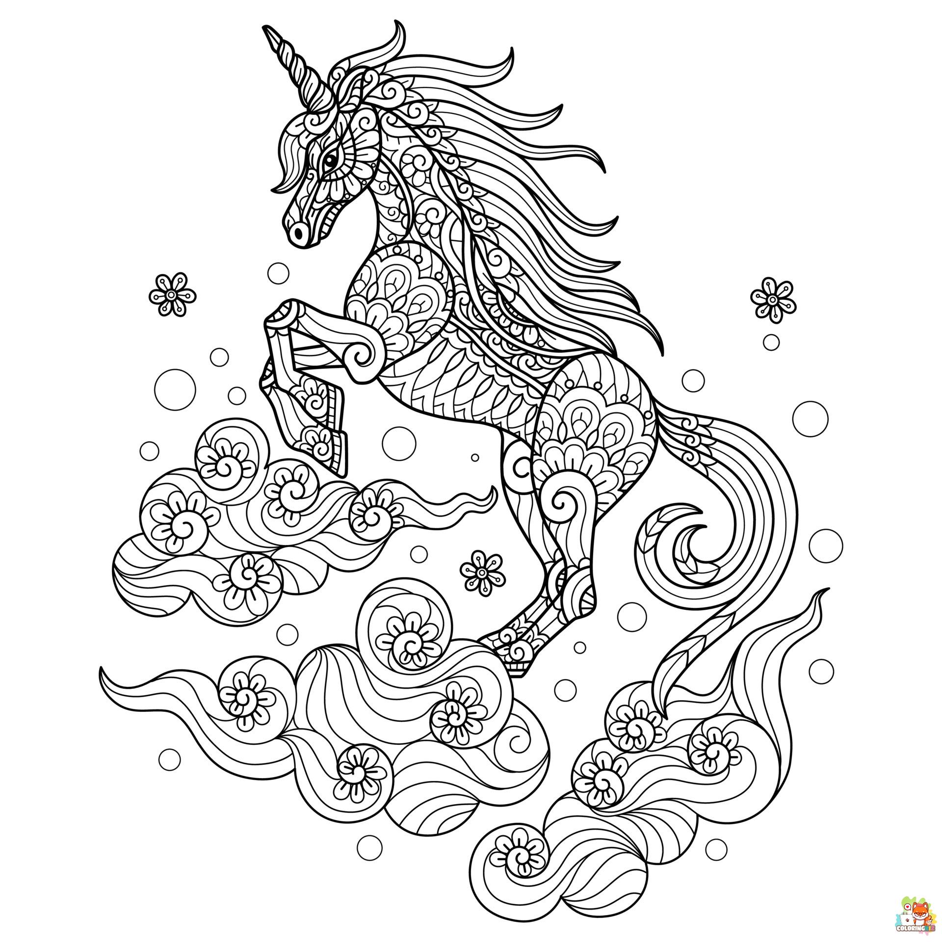 Mandala Unicorn Coloring Pages 2