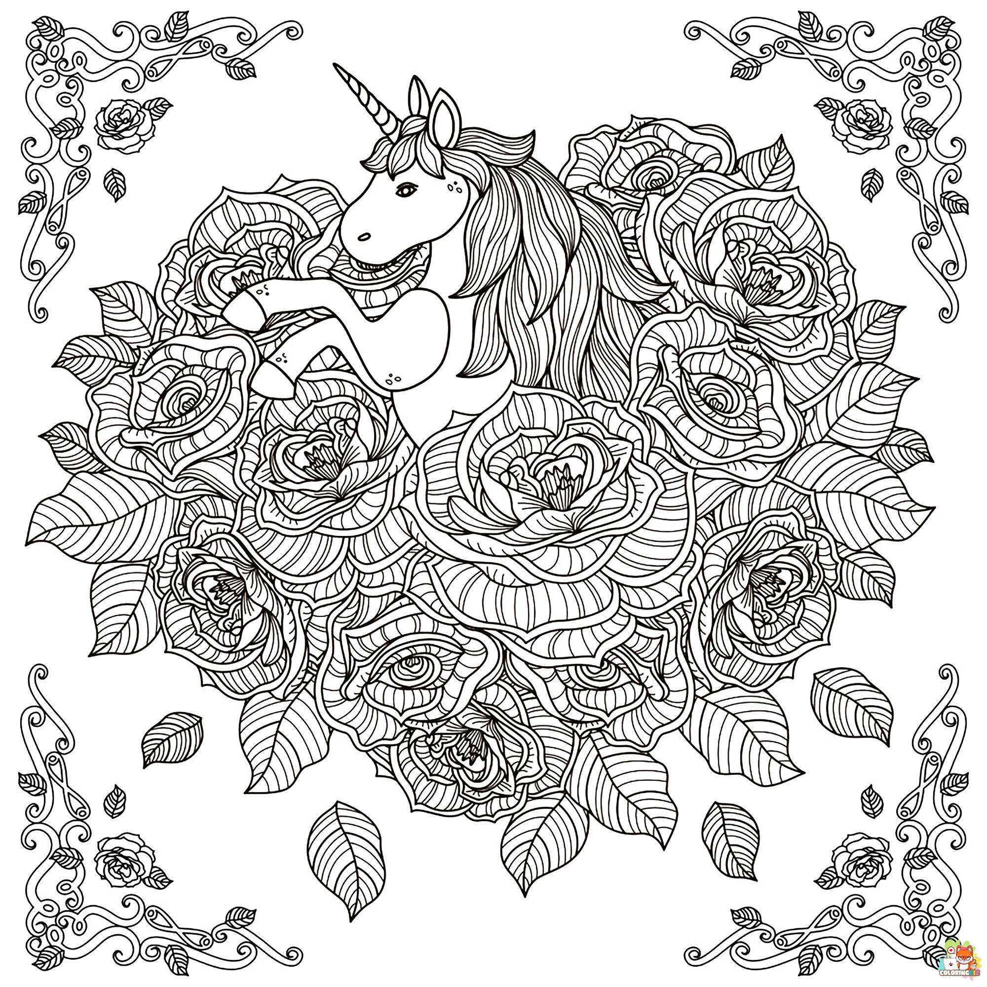 Mandala Unicorn Coloring Pages 7