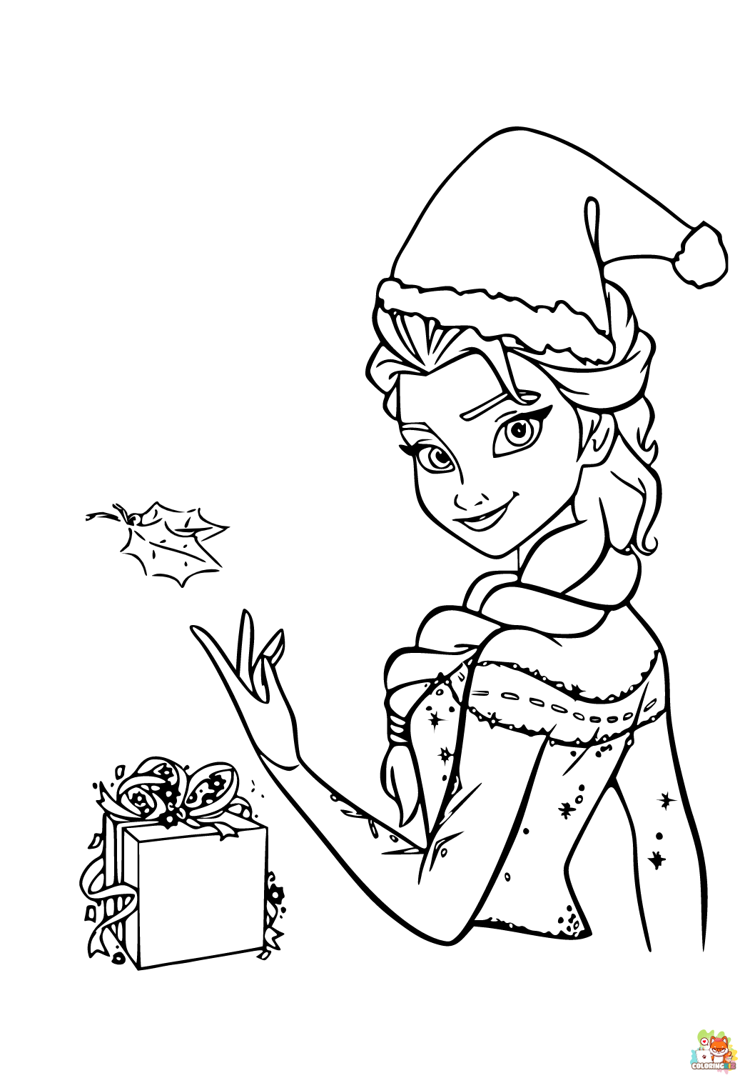 Merry Christmas With Elsa Coloring Pages 1