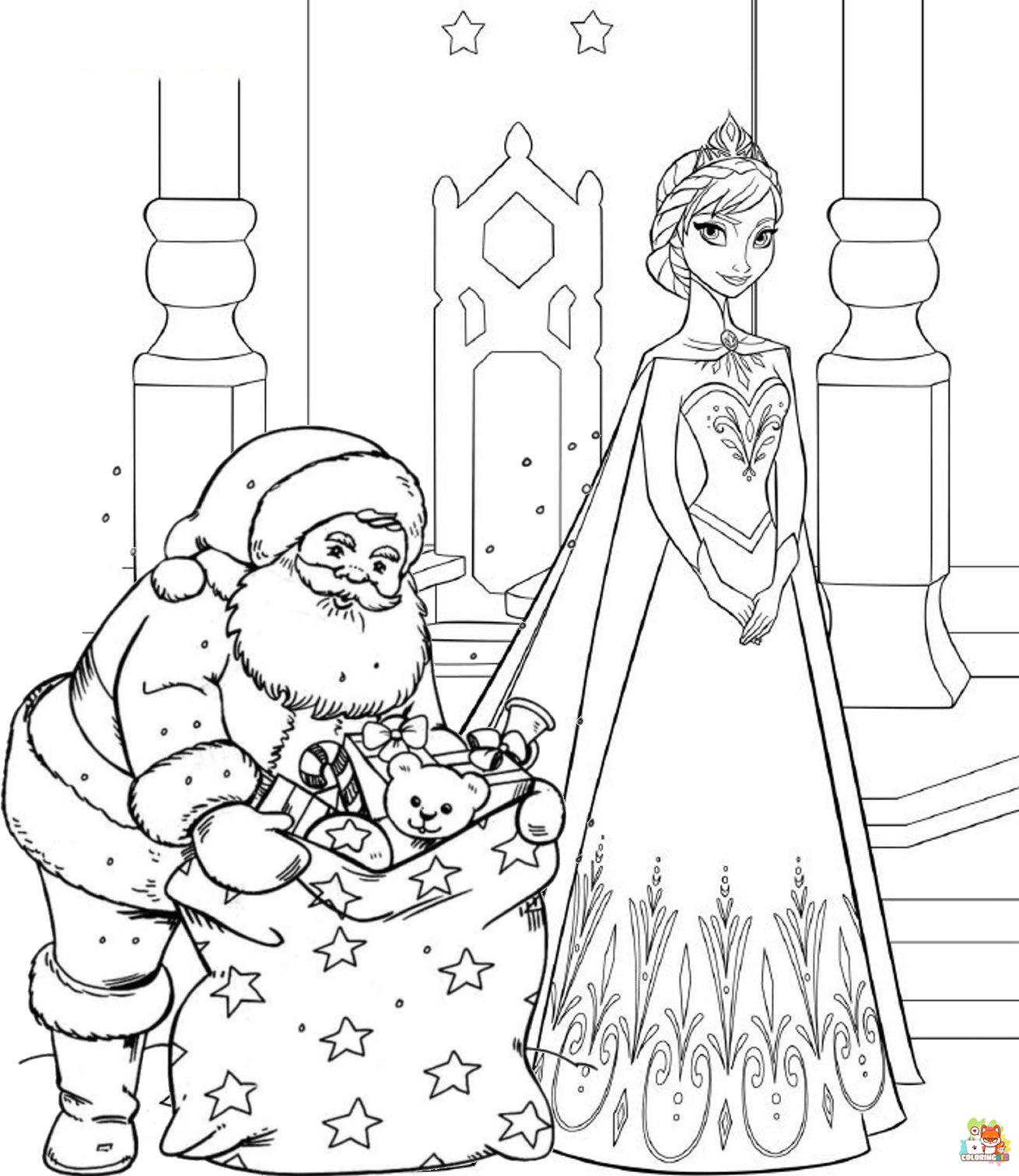 Merry Christmas With Elsa Coloring Pages 2