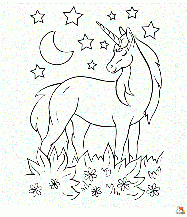 Midnight Unicorn Coloring Pages 1