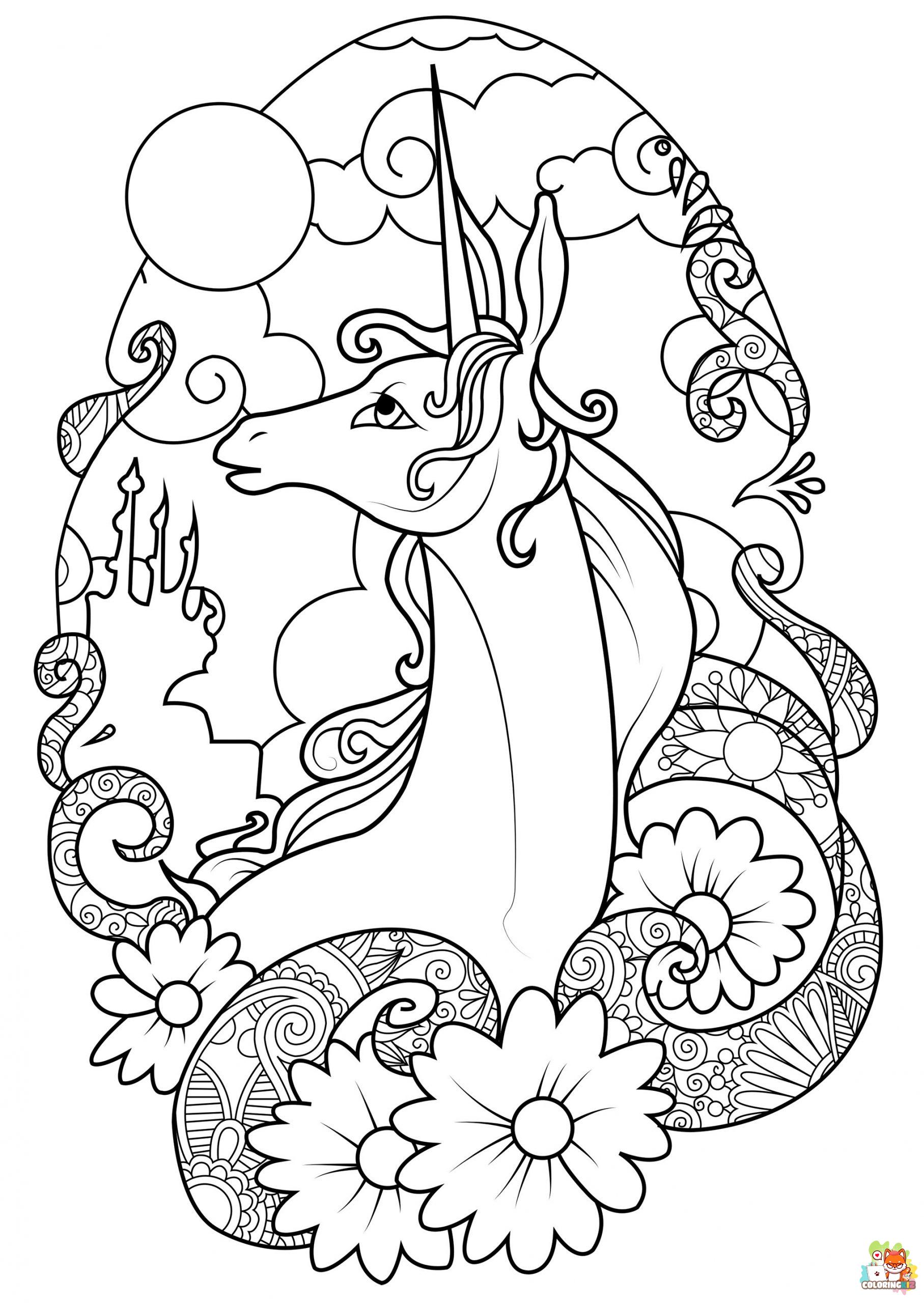 Midnight Unicorn Coloring Pages 3