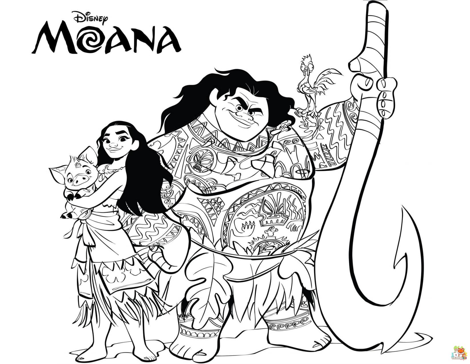 Moana and Family Coloring Pages 1