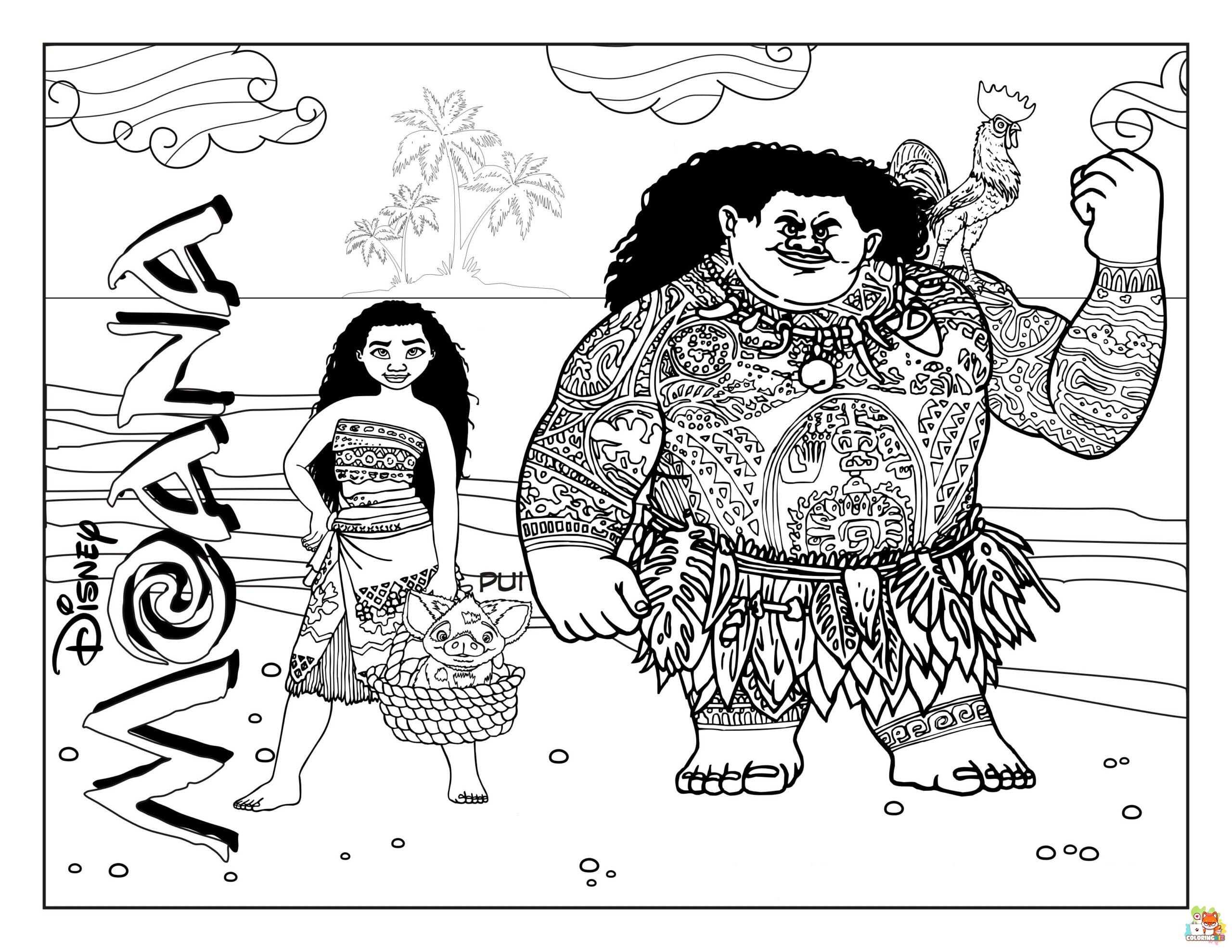 Moana and Family Coloring Pages 3
