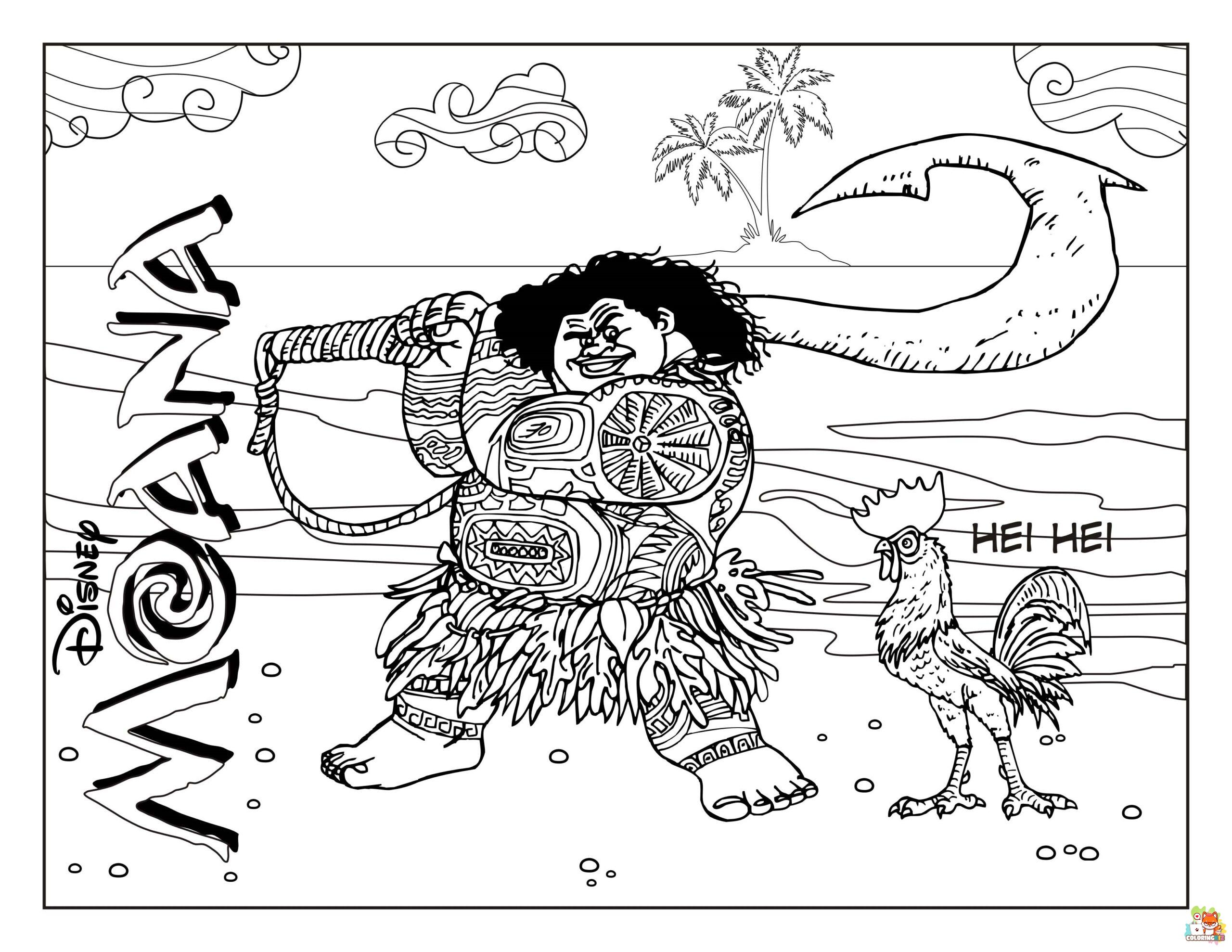 Moana and Family Coloring Pages 4