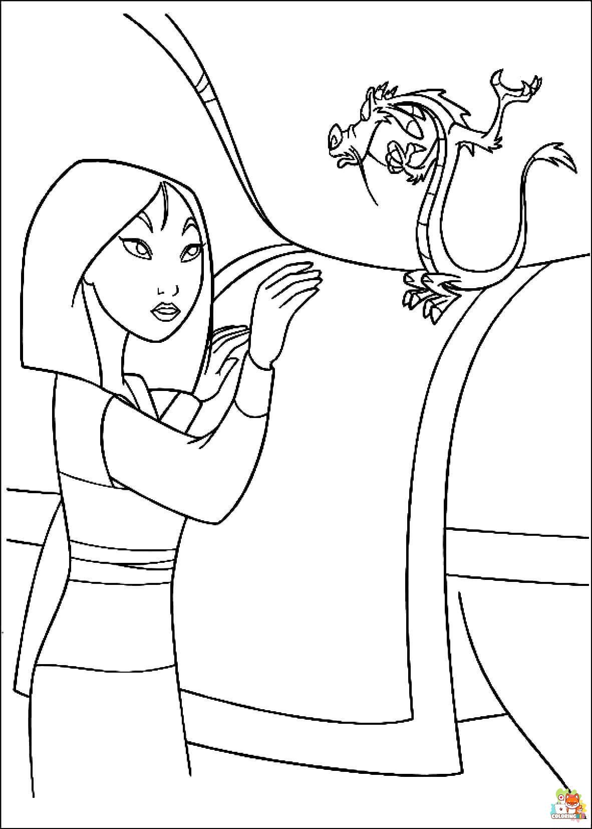 Mulan And Mushu Coloring Pages 4