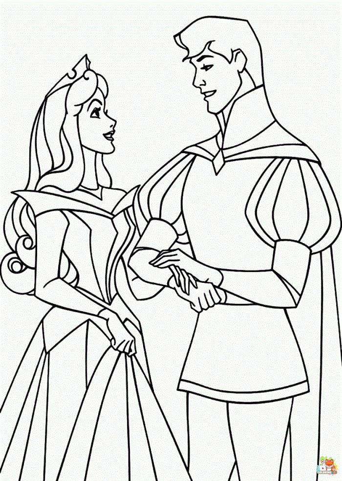 Phillip and Aurora coloring pages 1