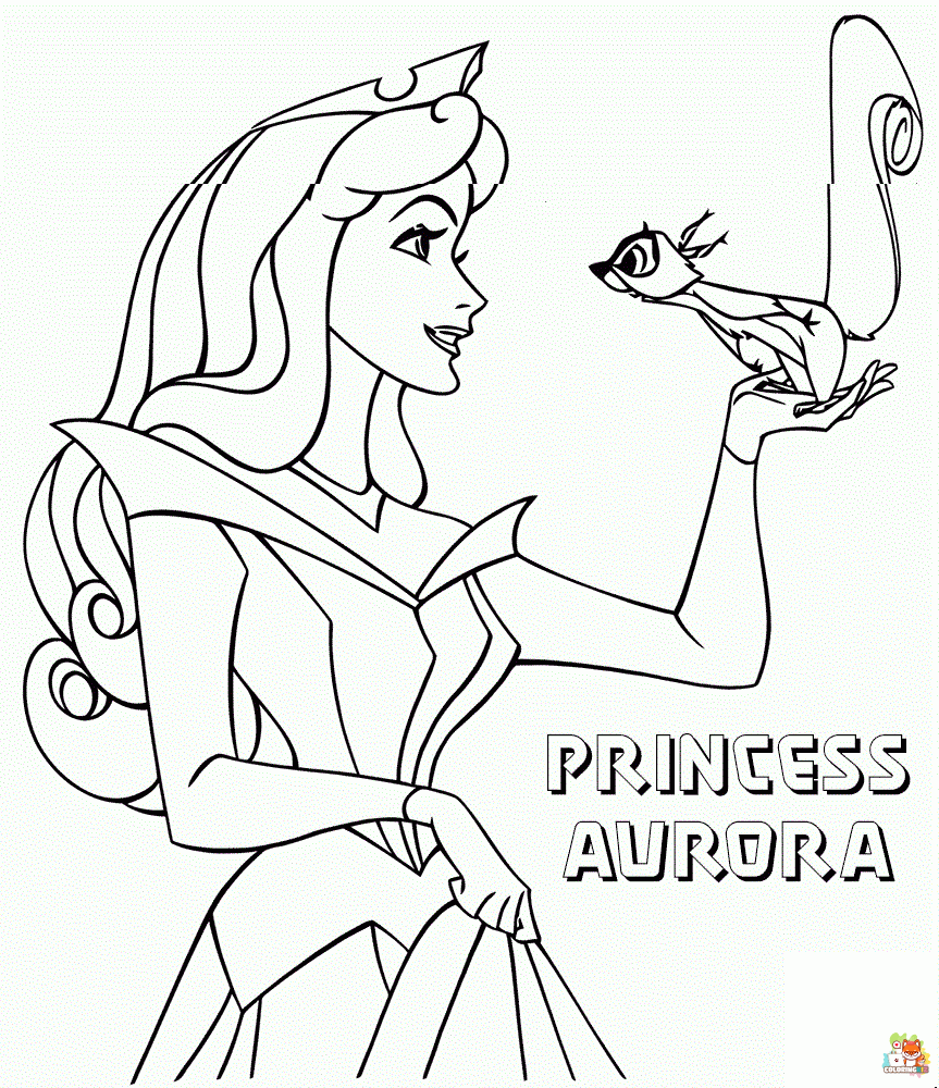 Princess Aurora With Animals coloring pages 1