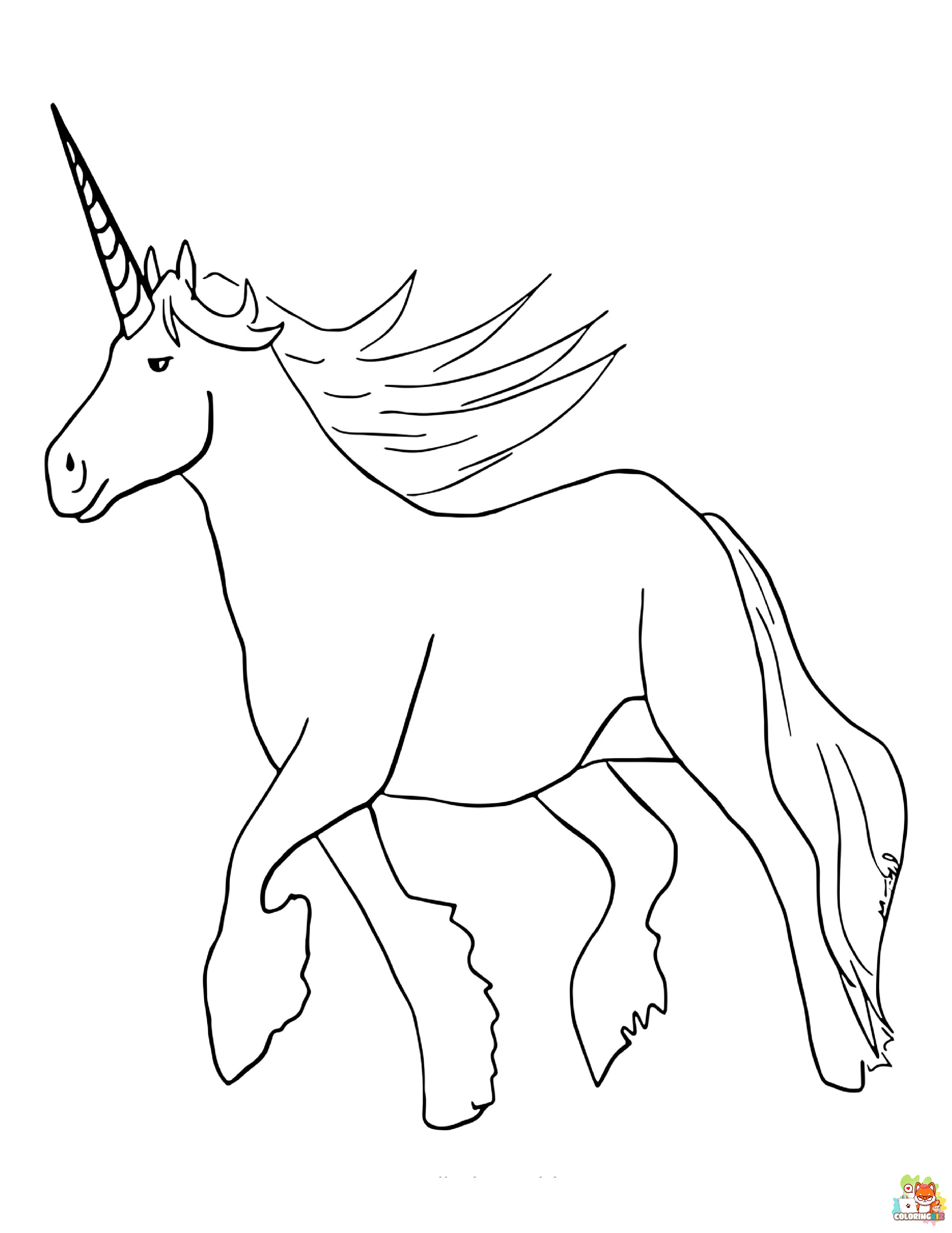 Realistic Unicorn Coloring Pages 2