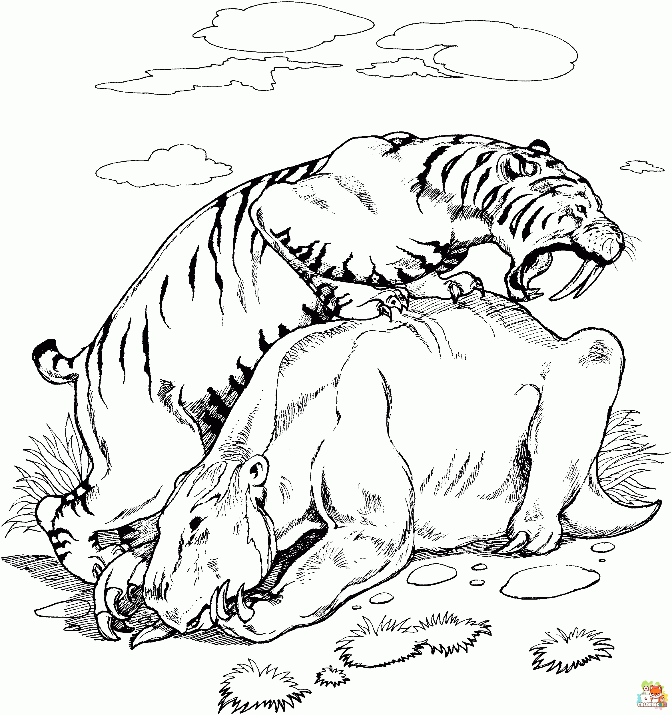 Saber Tooth Tiger Coloring Pages 1