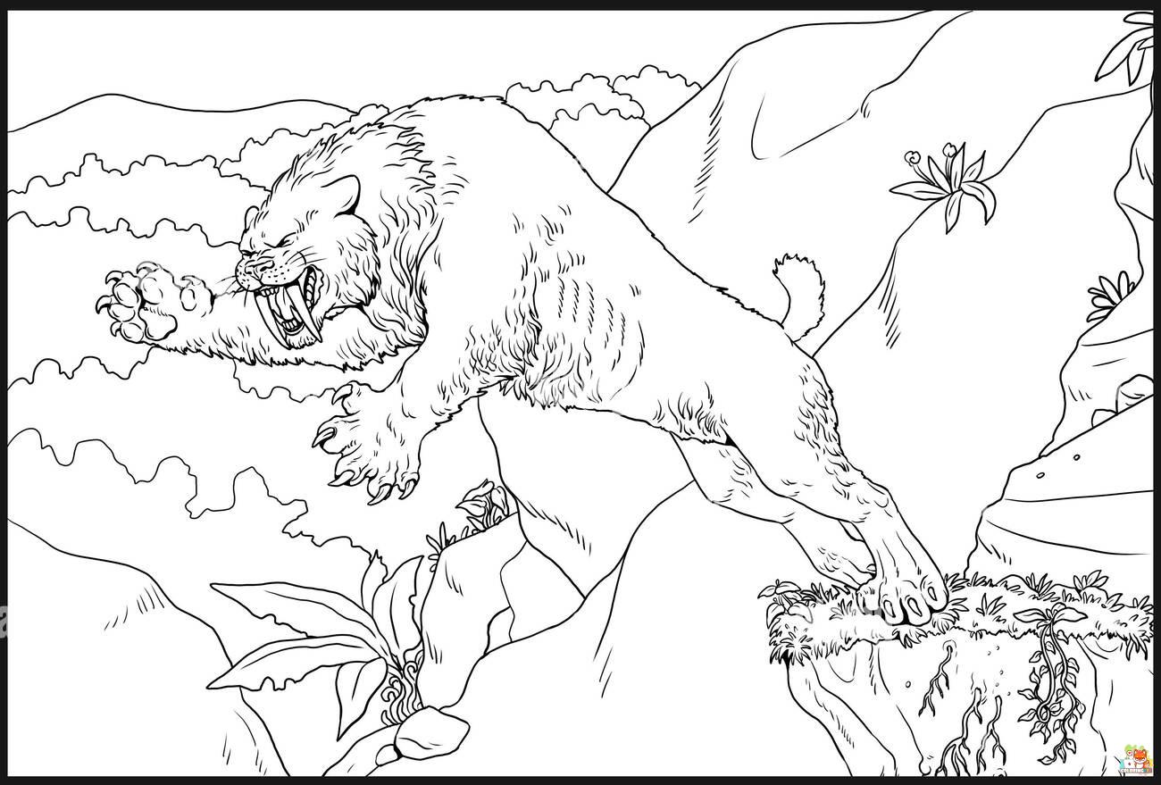Saber Tooth Tiger Coloring Pages 4