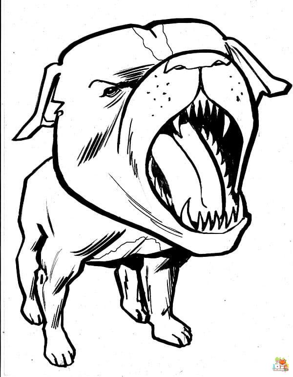 Scary Pitbull Coloring Pages 8