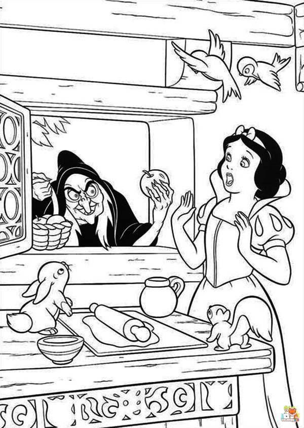 Snow White And Witch Coloring Pages 2