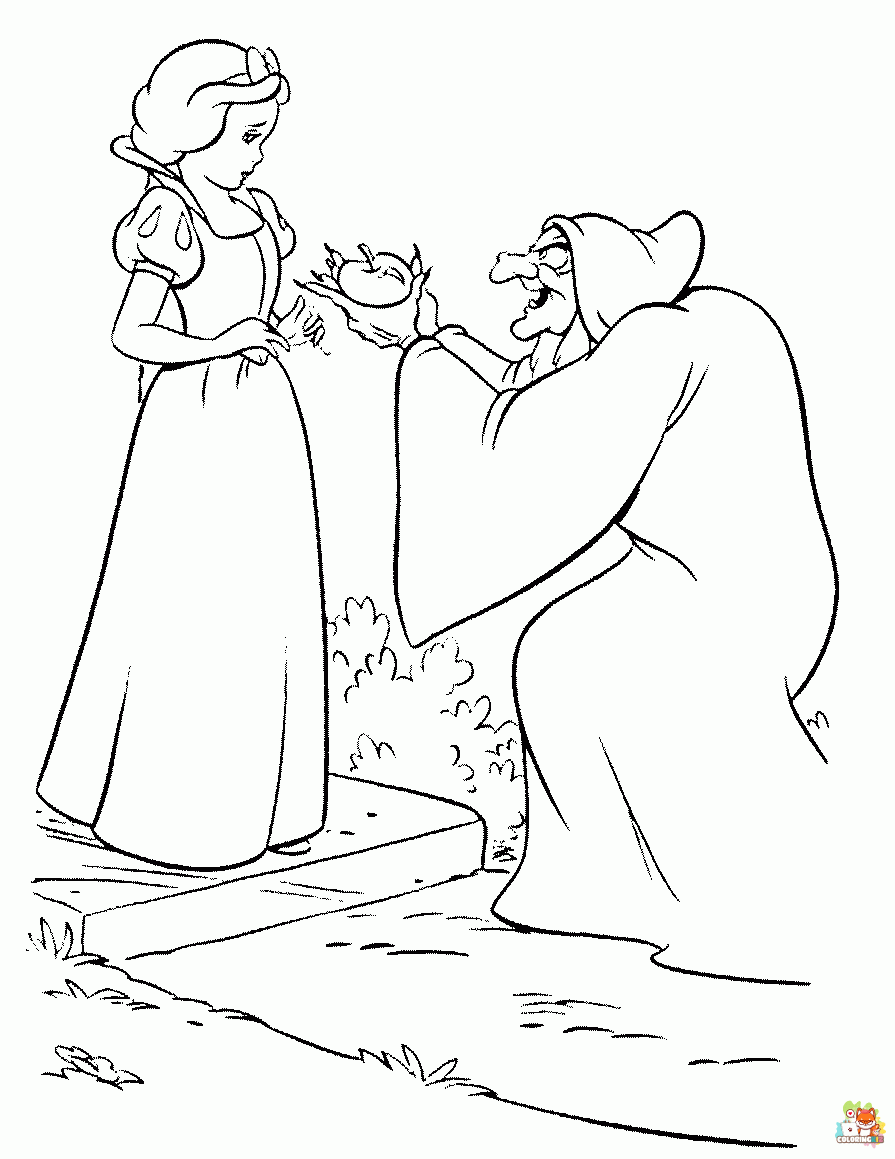 Snow White And Witch Coloring Pages 4