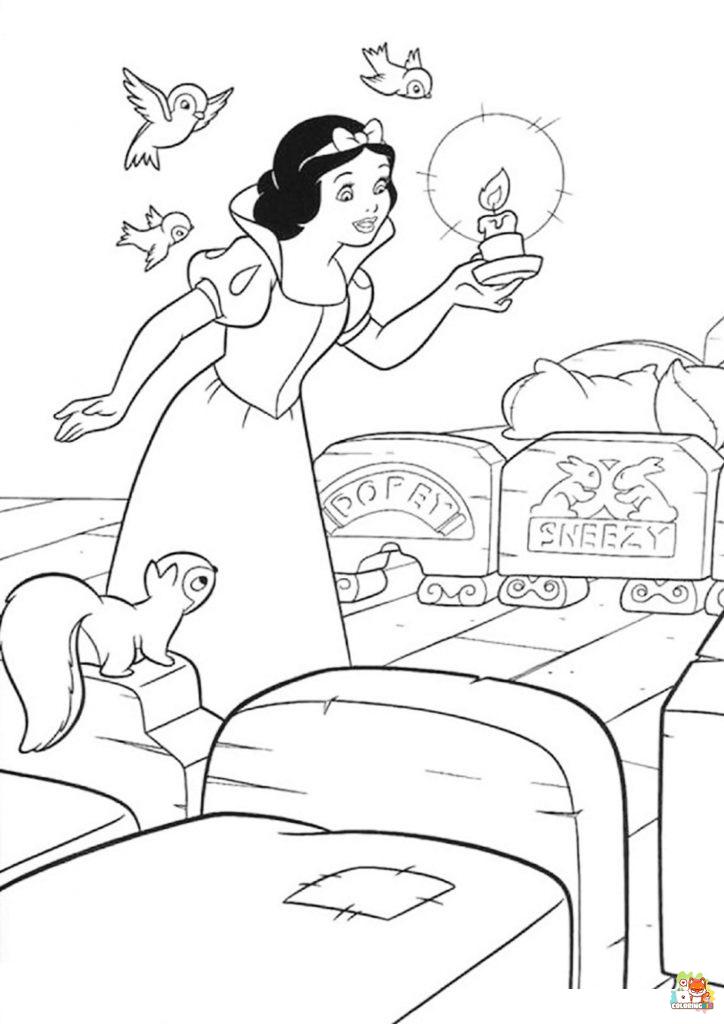 Snow White With Animals Coloring Pages 2