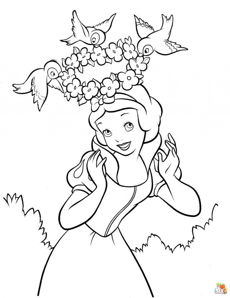 Snow White With Animals Coloring Pages 5