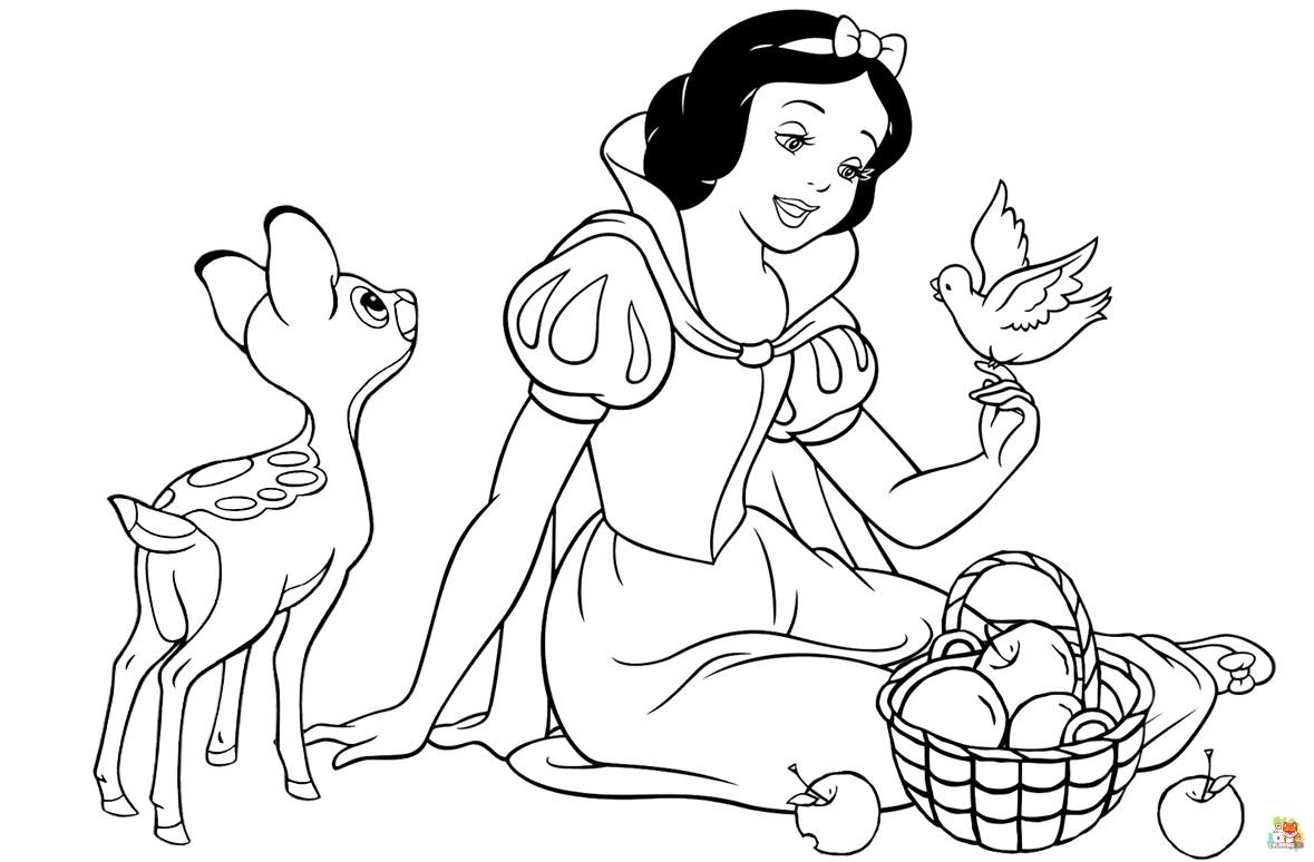 Snow White With Animals Coloring Pages 6