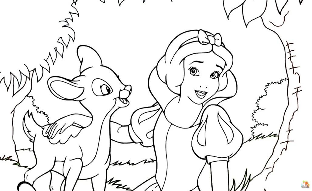 Snow White With Animals Coloring Pages 7