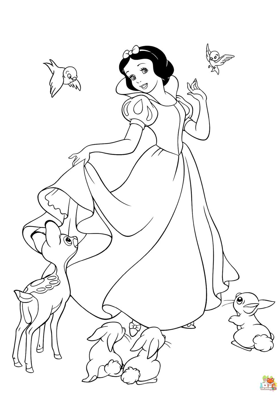 Snow White With Animals Coloring Pages 8