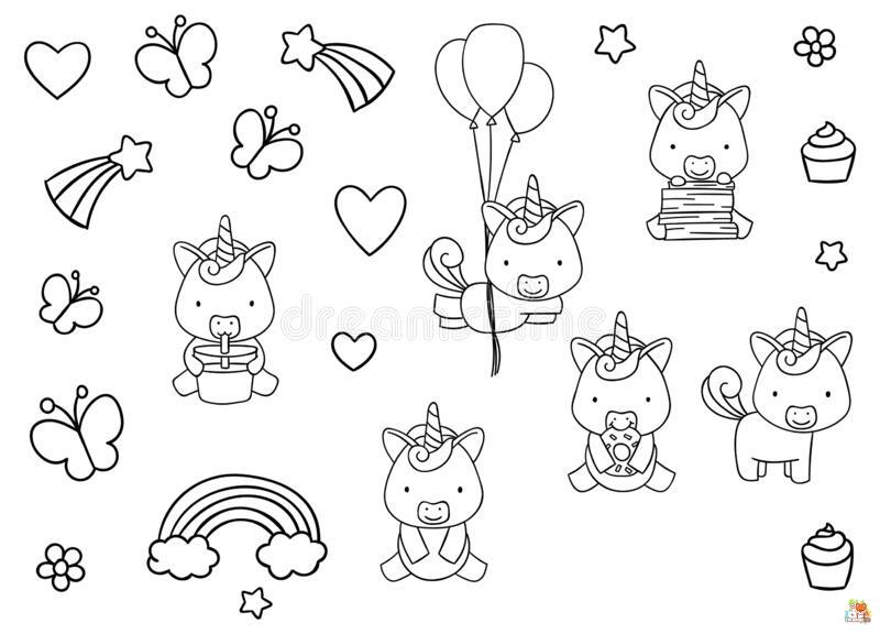 Sticker Unicorn Coloring Pages 1