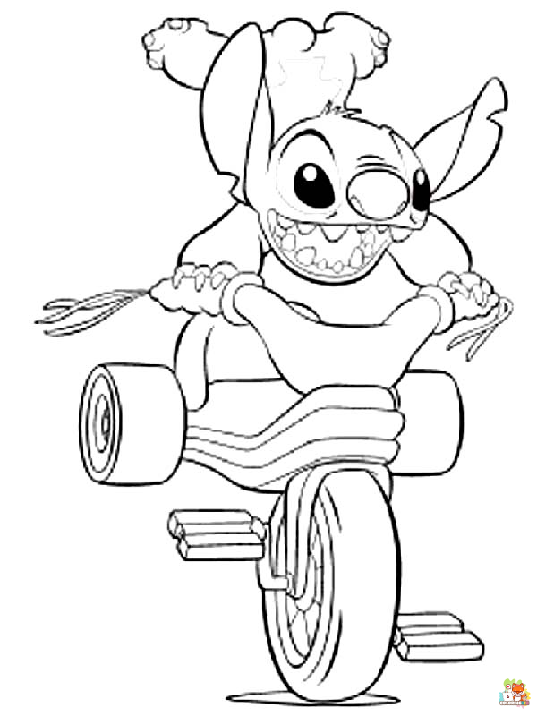 Stitch Cycling Coloring Pages