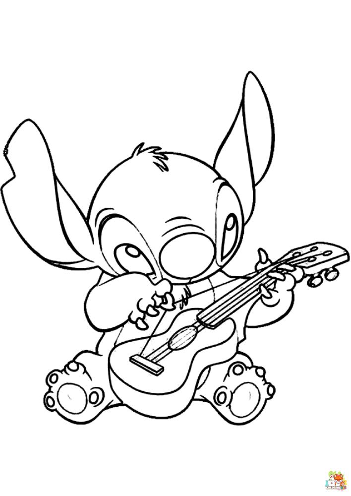 Stitch Playing Guitar Coloring Pages 4