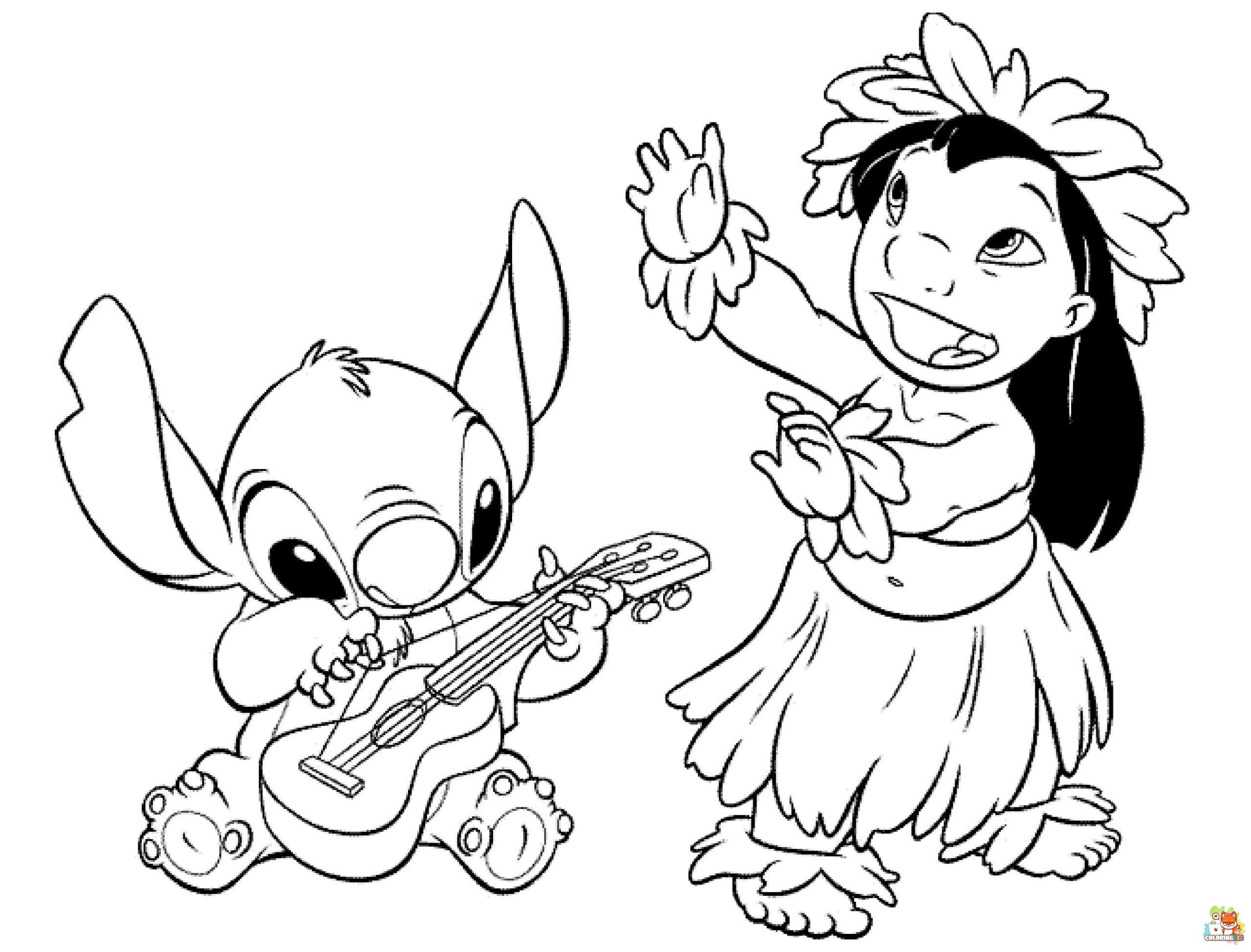Stitch Playing Guitar Coloring Pages 5