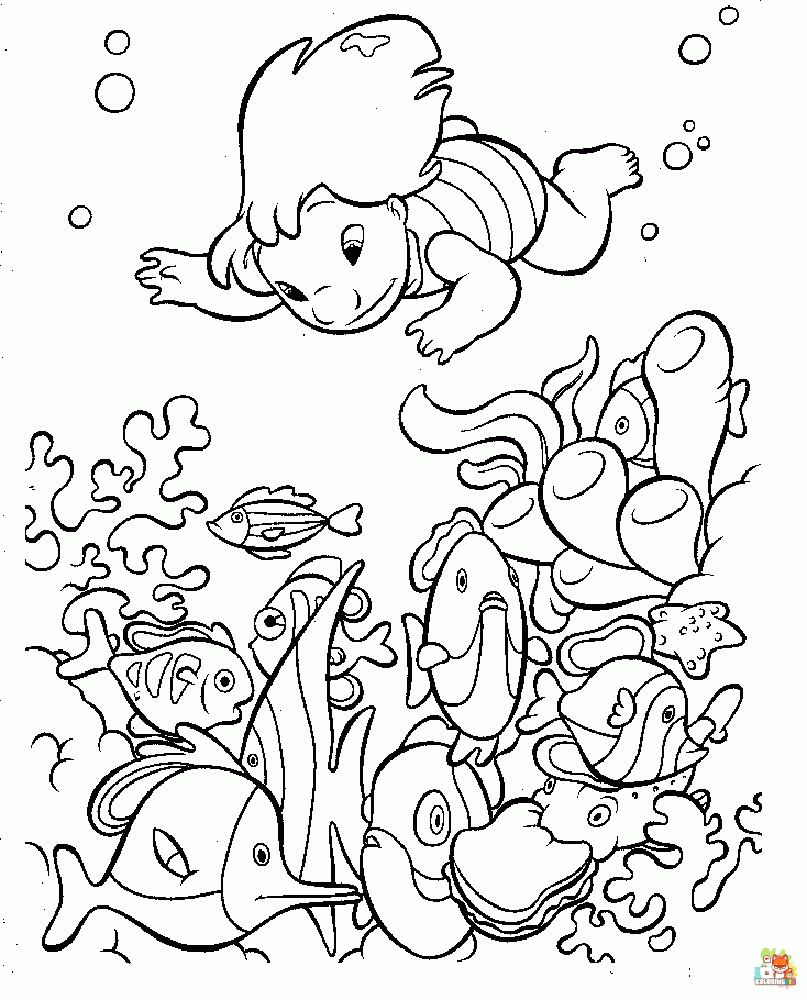 Stitch on the Beach Coloring Pages 1