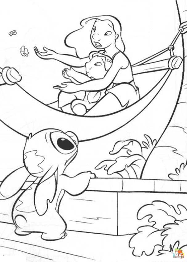 Stitch on the Beach Coloring Pages 1