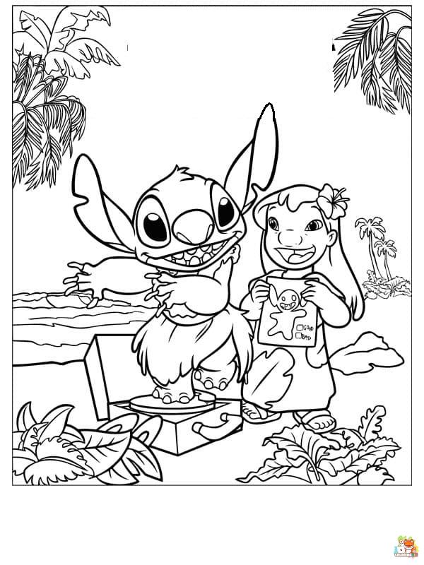 Stitch on the Beach Coloring Pages 11