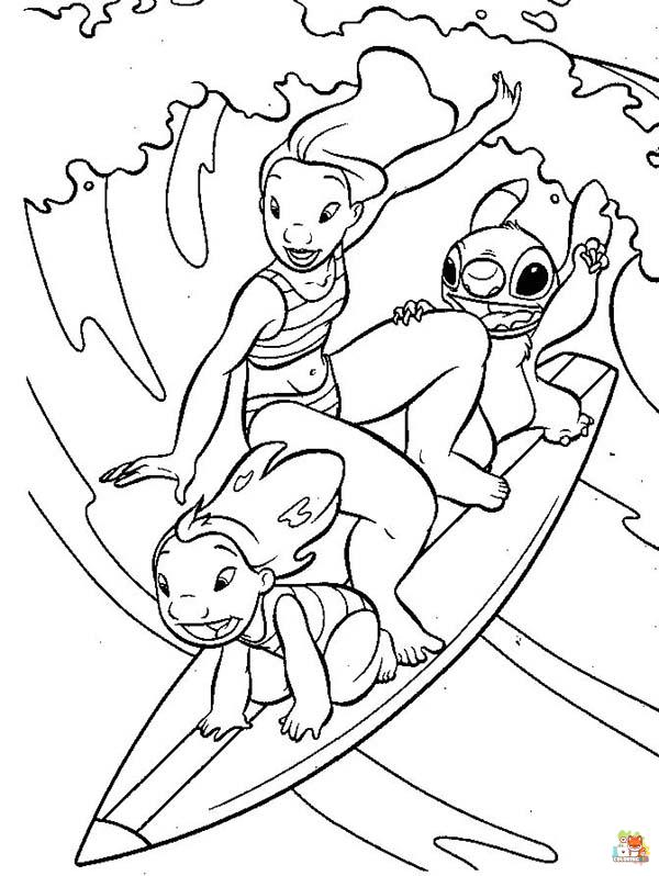 Stitch on the Beach Coloring Pages 12