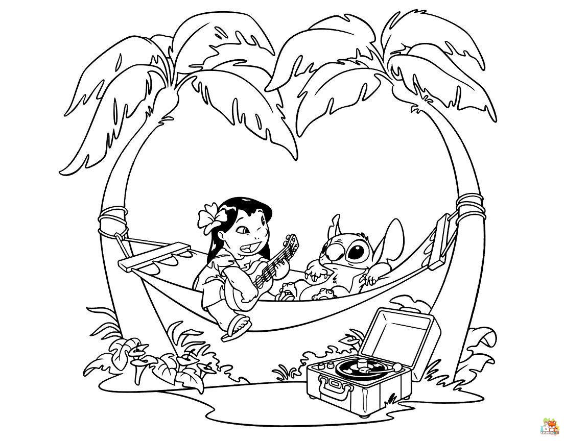 Stitch on the Beach Coloring Pages 3