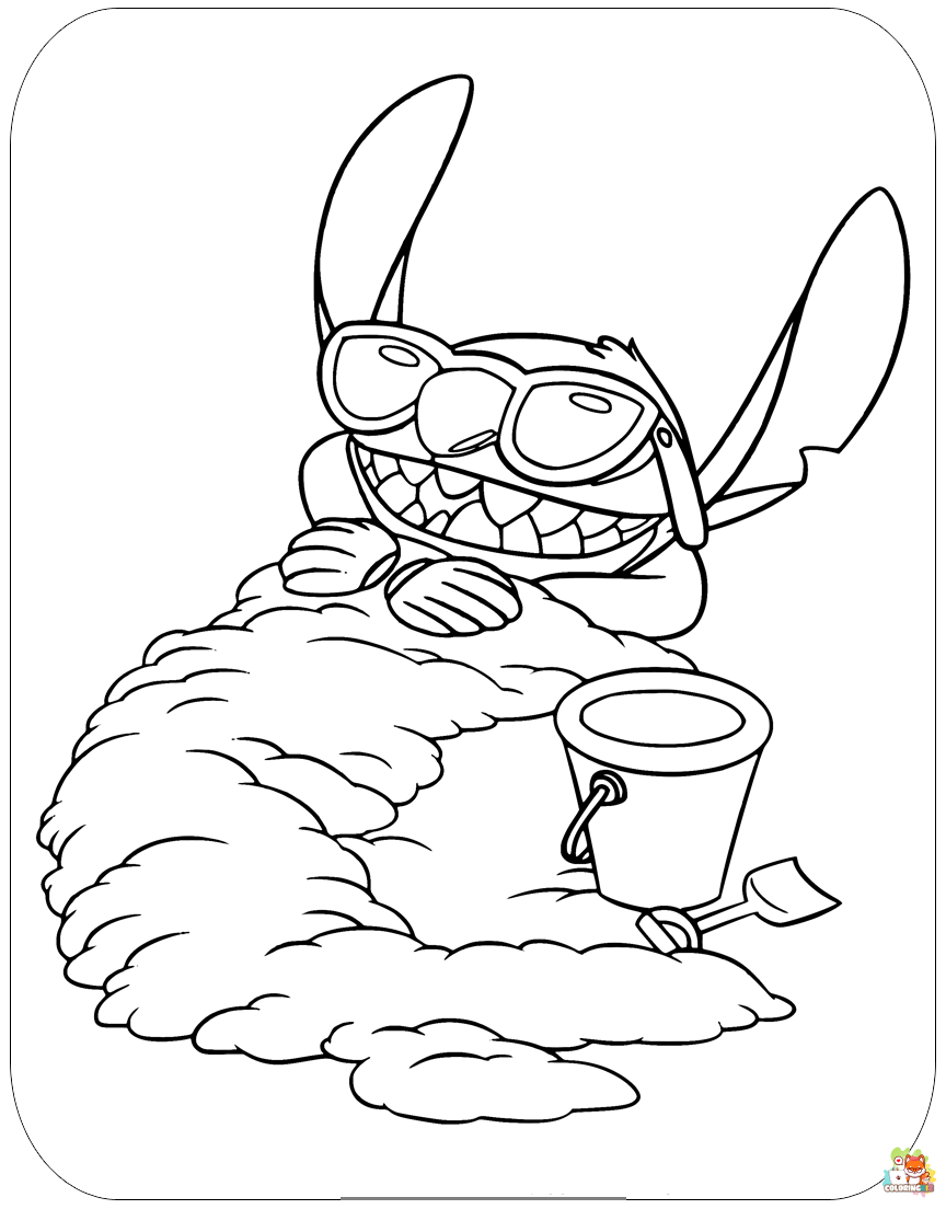 Stitch on the Beach Coloring Pages 4