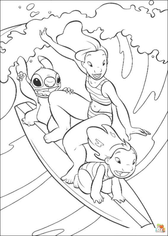 Stitch on the Beach Coloring Pages 6