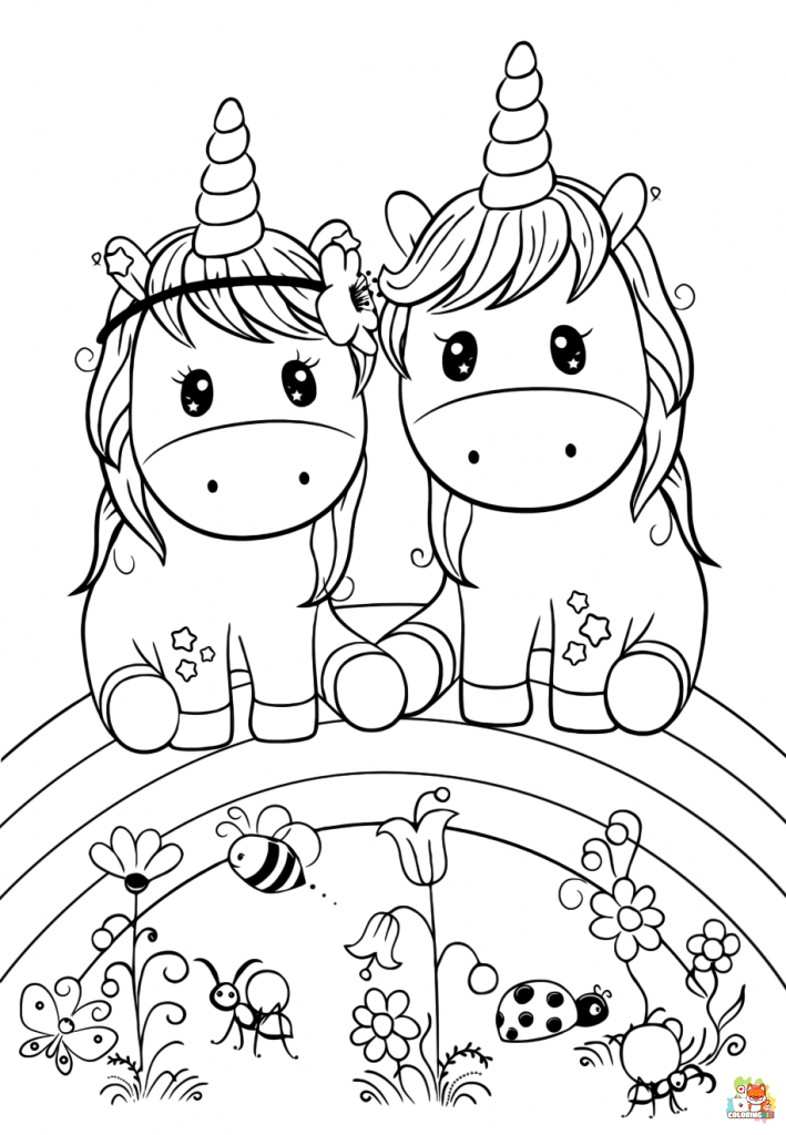 Twins Unicorn Coloring Pages 1