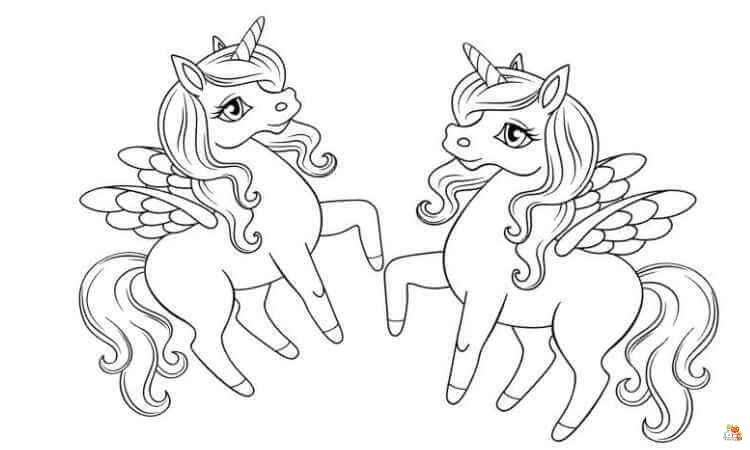 Twins Unicorn Coloring Pages 3