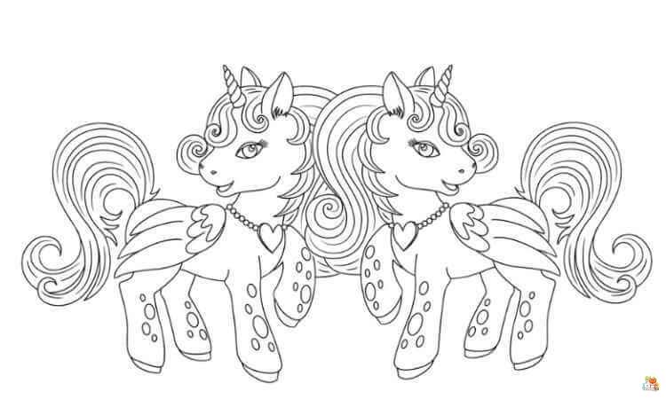 Twins Unicorn Coloring Pages 4