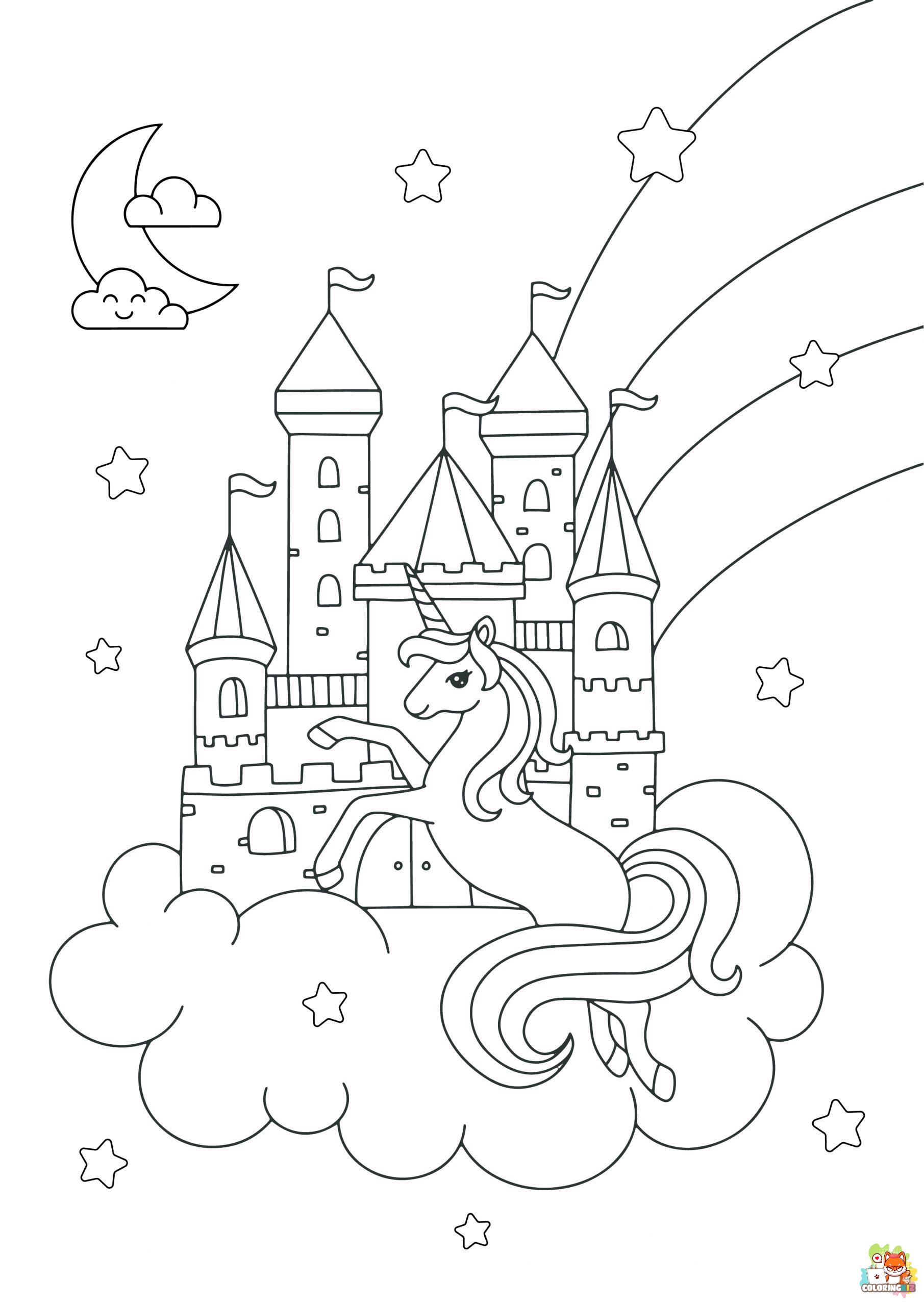 Unicorn And The Castle Coloring Pages 10