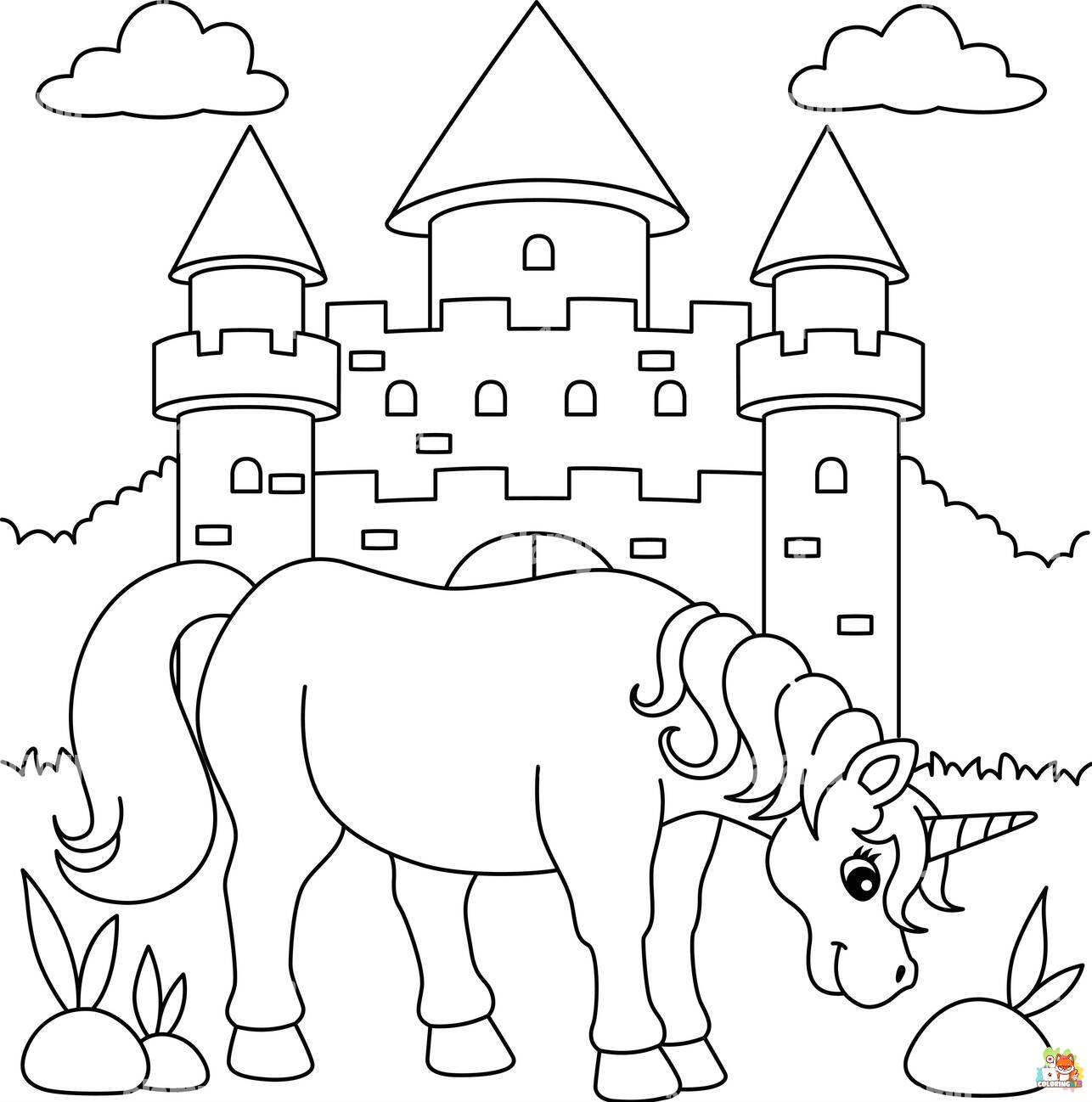 Unicorn And The Castle Coloring Pages 12