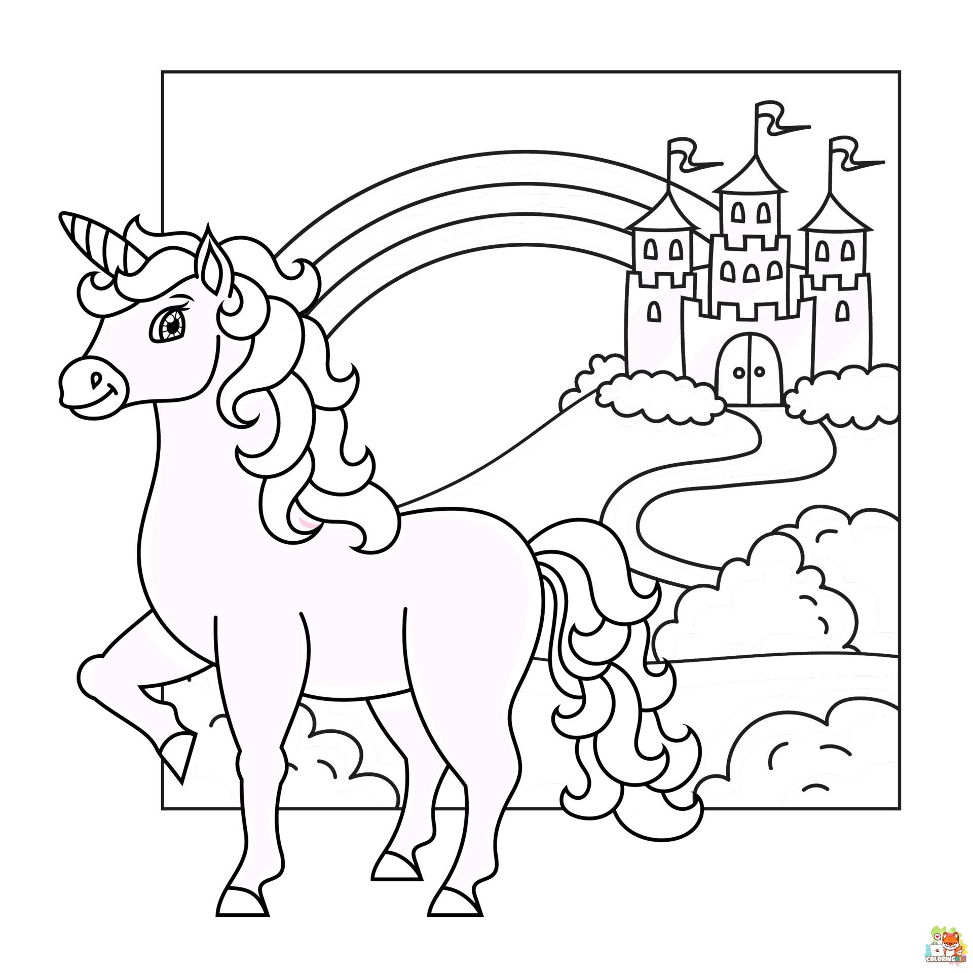 Unicorn And The Castle Coloring Pages 5