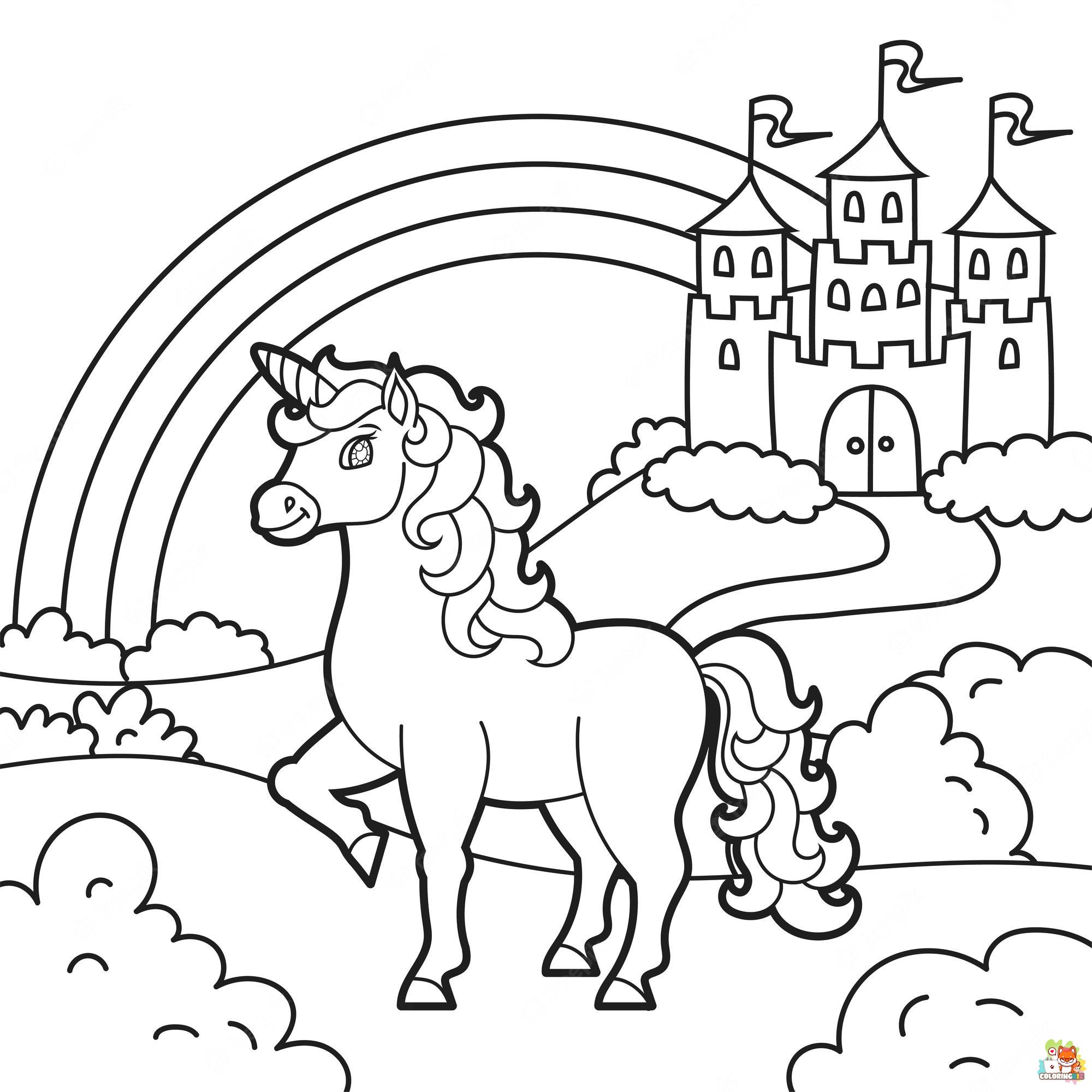 Unicorn And The Castle Coloring Pages 6