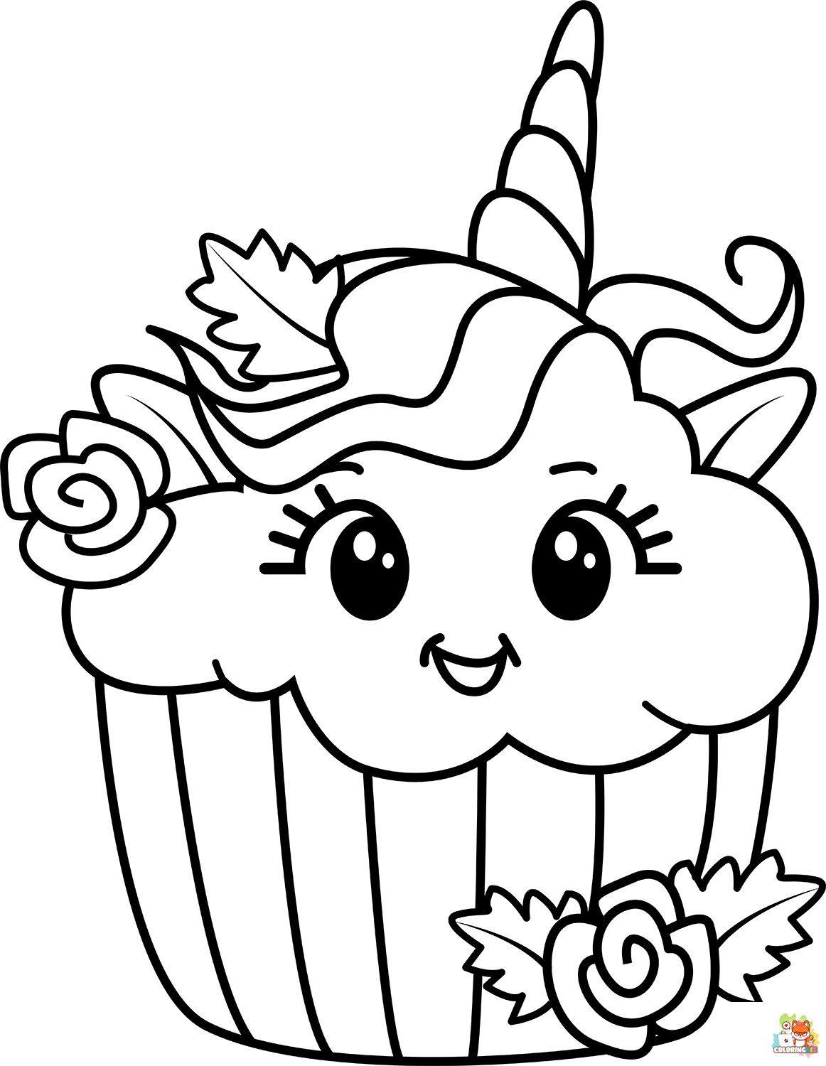 Unicorn Cake Coloring Pages 1