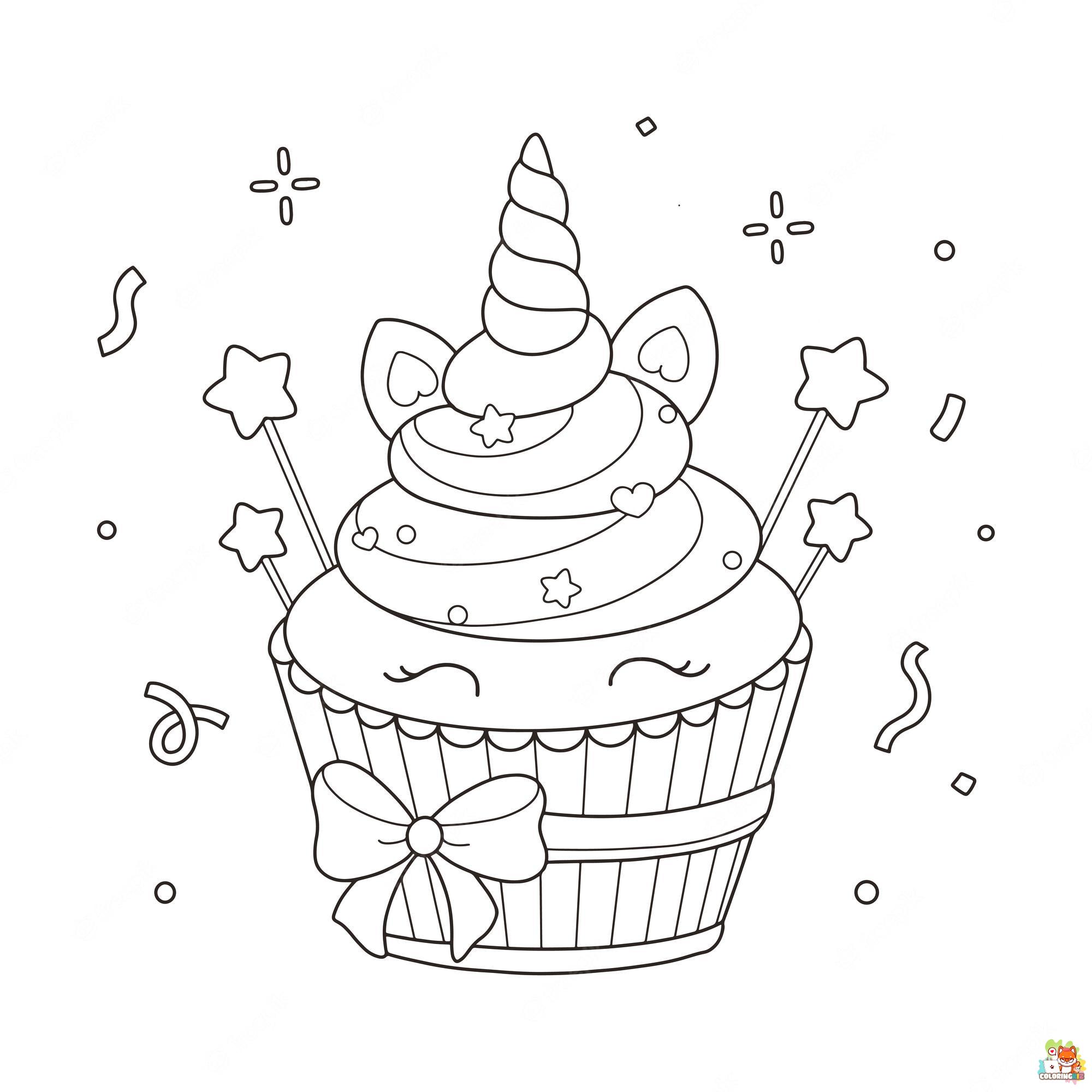 Unicorn Cake Coloring Pages 4