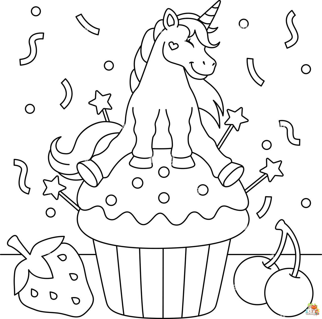 Unicorn Cake Coloring Pages 5
